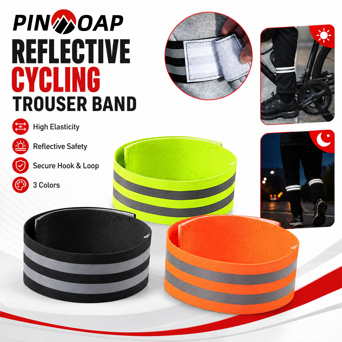 Cycling Gear Pants - PINMOAP 1/2 Stück Fahrradhosen-Beinriemen Reflektierender Hosenclip